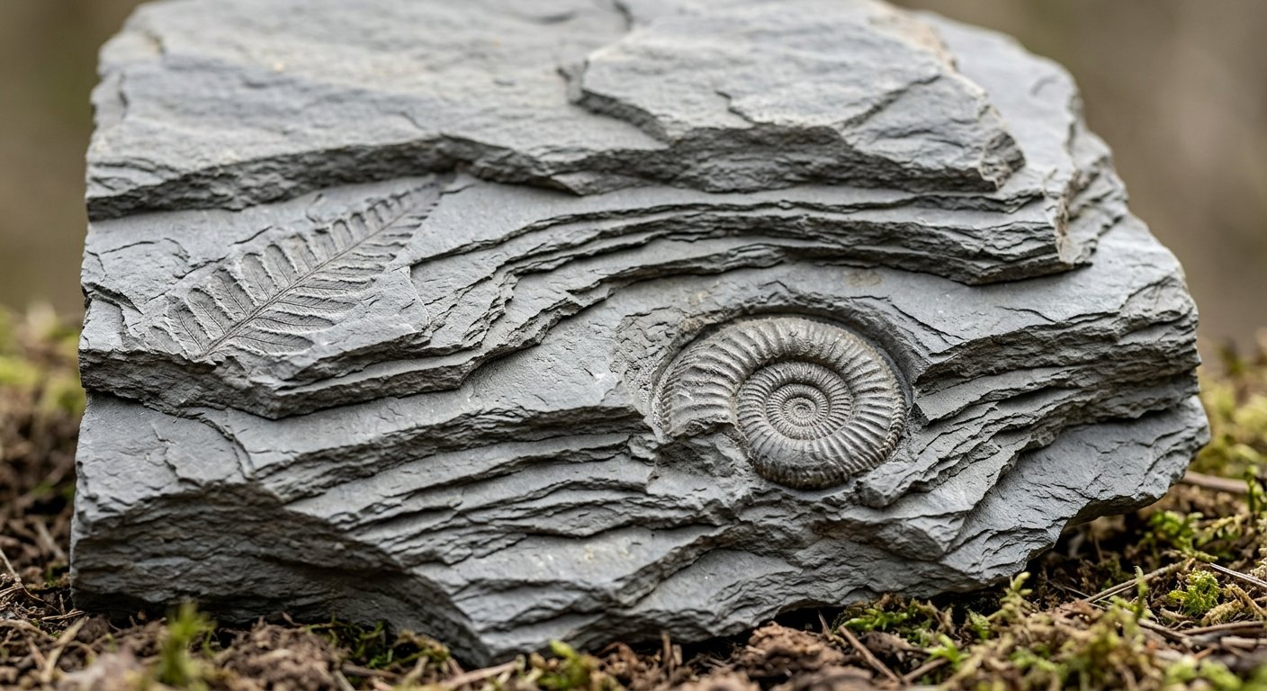 Fossil i lager av bergart